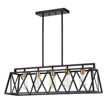 Load image into Gallery viewer, RADIANCE goods Industrial 5 Light Textured Black Island Pendant 35" Wide