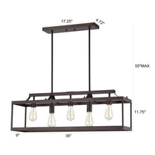 Load image into Gallery viewer, RADIANCE goods Industrial 5 Light Oil Rubbed Bronze Island Pendant 36" Wide