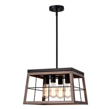 Load image into Gallery viewer, RADIANCE goods Industrial 4 Light Ancient Wood Ceiling Pendant 16" Wide