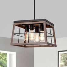 Load image into Gallery viewer, RADIANCE goods Industrial 4 Light Ancient Wood Ceiling Pendant 16" Wide