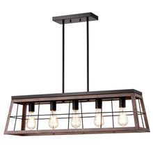 Load image into Gallery viewer, RADIANCE goods Industrial 5 Light Ancient Wood Island Pendant 35" Wide