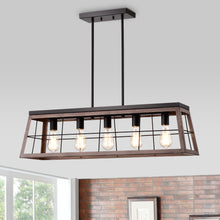 Load image into Gallery viewer, RADIANCE goods Industrial 5 Light Ancient Wood Island Pendant 35" Wide