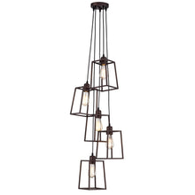 Load image into Gallery viewer, RADIANCE goods Industrial 5 Light Rubbed Bronze Ceiling Pendant 18" Wide