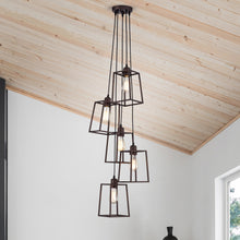 Load image into Gallery viewer, RADIANCE goods Industrial 5 Light Rubbed Bronze Ceiling Pendant 18" Wide