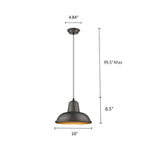 Load image into Gallery viewer, RADIANCE goods Industrial 1 Light Rubbed Bronze Ceiling Pendant 10" Wide