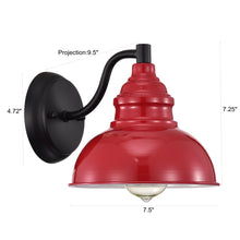 Load image into Gallery viewer, RADIANCE goods 1 Light Matte Black and Red Indoor Wall Sconce 8" Wide