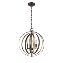 Load image into Gallery viewer, RADIANCE goods Industrial 4 Light Rubbed Bronze/Gold Ceiling Pendant 16" Wide