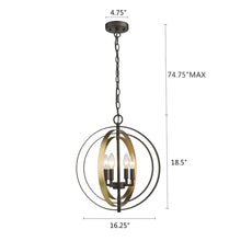 Load image into Gallery viewer, RADIANCE goods Industrial 4 Light Rubbed Bronze/Gold Ceiling Pendant 16" Wide