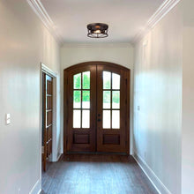 Load image into Gallery viewer, RADIANCE goods 2 Light Rubbed Bronze Finish Flush Mount Ceiling Fixture 14" Wide