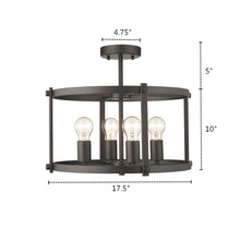 Load image into Gallery viewer, RADIANCE goods 4 Light Rubbed Bronze Semi-Flush Ceiling Mount 17.5" Wide