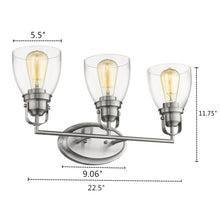 Load image into Gallery viewer, RADIANCE goods 3 Light Brushed Nickel Finish Bath Vanity Fixture 23" Wide
