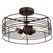 Load image into Gallery viewer, RADIANCE goods 3 Light Rubbed Bronze Semi-Flush Ceiling Mount 15" Wide