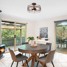 Load image into Gallery viewer, RADIANCE goods 3 Light Rubbed Bronze Semi-Flush Ceiling Mount 15" Wide