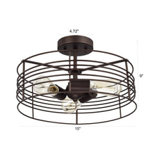 Load image into Gallery viewer, RADIANCE goods 3 Light Rubbed Bronze Semi-Flush Ceiling Mount 15" Wide