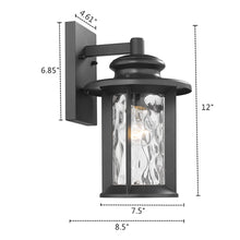 Load image into Gallery viewer, 2S074-BK12OD RADIANCE goods 1 Light Textured Black Outdoor Wall Sconce 12" Tall