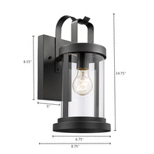 Load image into Gallery viewer, 2S089-BK15OD RADIANCE goods 1 Light Textured Black Outdoor Wall Sconce 15" Tall