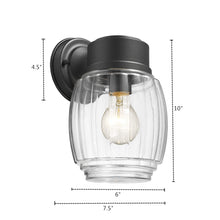 Load image into Gallery viewer, 2S095-BK10OD RADIANCE goods 1 Light Textured Black Outdoor Wall Sconce 10" Tall