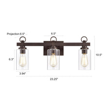 Load image into Gallery viewer, RADIANCE goods 3 Light Rubbed Bronze Finish Bath Vanity Fixture 23" Wide