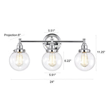 Load image into Gallery viewer, RADIANCE goods 3 Light Chrome Finish Bath Vanity Fixture 24" Wide
