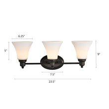 Load image into Gallery viewer, RADIANCE goods 3 Light Rubbed Bronze Finish Bath Vanity Fixture 24" Wide
