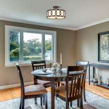 Load image into Gallery viewer, RADIANCE goods 3 Light Rubbed Bronze Semi-Flush Ceiling Mount 15" Wide