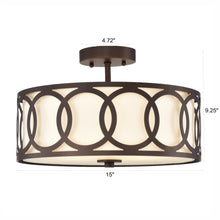 Load image into Gallery viewer, RADIANCE goods 3 Light Rubbed Bronze Semi-Flush Ceiling Mount 15" Wide