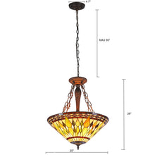 Load image into Gallery viewer, RADIANCE goods Victorian-Style 3 Light Inverted Ceiling Pendant 20" Shade