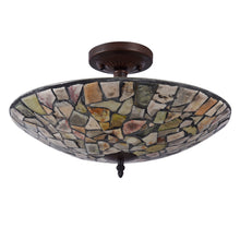 Load image into Gallery viewer, RADIANCE goods Mosaic 2 Light Stone Semi-Flush Ceiling Mount 16" Wide