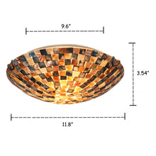 Load image into Gallery viewer, RADIANCE goods Mosaic-Style 2 Light Seashell Flush-Mount Ceiling Fixture 12" Wide
