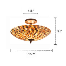 Load image into Gallery viewer, RADIANCE goods Mosaic 2 Light Seashell Semi-Flush Ceiling Mount 16" Wide