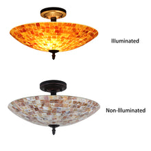 Load image into Gallery viewer, RADIANCE goods Mosaic 2 Light Seashell Semi-Flush Ceiling Mount 16" Wide