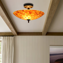Load image into Gallery viewer, RADIANCE goods Mosaic 2 Light Seashell Semi-Flush Ceiling Mount 16" Wide