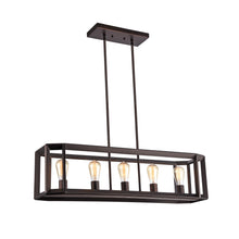 Load image into Gallery viewer, RADIANCE goods Industrial 5 Light Rubbed Bronze Ceiling Pendant 34" Wide