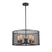 Load image into Gallery viewer, RADIANCE goods Industrial 5 Light Rubbed Bronze Ceiling Pendant 20" Wide