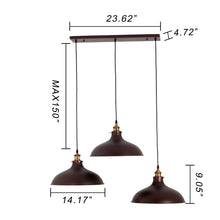 Load image into Gallery viewer, RADIANCE goods Industrial 3 Light Oil Rubbed Bronze Island Pendant 14" Wide