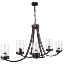 Load image into Gallery viewer, RADIANCE goods Farmhouse 5 Light Rubbed Bronze Ceiling Pendant 35.5" Wide