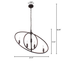 Load image into Gallery viewer, RADIANCE goods Transitional 6 Light Rubbed Bronze Ceiling Pendant 27" Wide