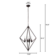 Load image into Gallery viewer, RADIANCE goods Transitional 4 Light Rubbed Bronze Ceiling Pendant 19.5" Wide