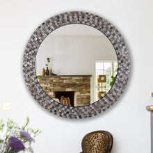 Load image into Gallery viewer, RADIANCE goods Vertical Seashell Finish Round Framed Wall Mirror 30"