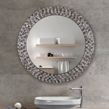 Load image into Gallery viewer, RADIANCE goods Vertical Seashell Finish Round Framed Wall Mirror 30"