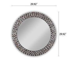 Load image into Gallery viewer, RADIANCE goods Vertical Seashell Finish Round Framed Wall Mirror 30"