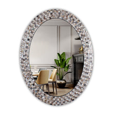 Load image into Gallery viewer, RADIANCE goods Vertical Seashell Finish Oval Framed Wall Mirror 35"