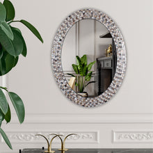 Load image into Gallery viewer, RADIANCE goods Vertical Seashell Finish Oval Framed Wall Mirror 35"