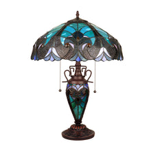 Load image into Gallery viewer, RADIANCE goods Victorian-Style Antique Dark Bronze 3 Light Double Lit Table Lamp 16" Wide