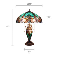 Load image into Gallery viewer, RADIANCE goods Victorian-Style Antique Dark Bronze 3 Light Double Lit Table Lamp 16" Wide
