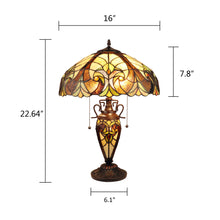 Load image into Gallery viewer, RADIANCE goods Victorian-Style Antique Dark Bronze 3 Light Double Lit Table Lamp 16" Wide