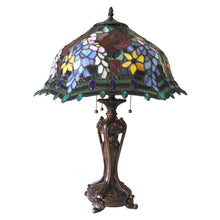 Load image into Gallery viewer, RADIANCE goods Tiffany-Style 3 Light Roses Table Lamp 20" Shade