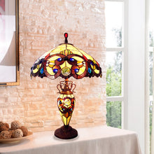 Load image into Gallery viewer, RADIANCE goods Victorian Tiffany-style 3 Light Victorian Double Lit Table Lamp 18" Wide