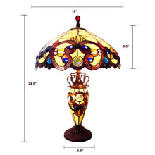 Load image into Gallery viewer, RADIANCE goods Victorian Tiffany-style 3 Light Victorian Double Lit Table Lamp 18" Wide
