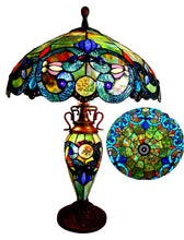 Load image into Gallery viewer, RADIANCE goods Tiffany-Style 3 Light Victorian Double Lit Table Lamp 18" Shade